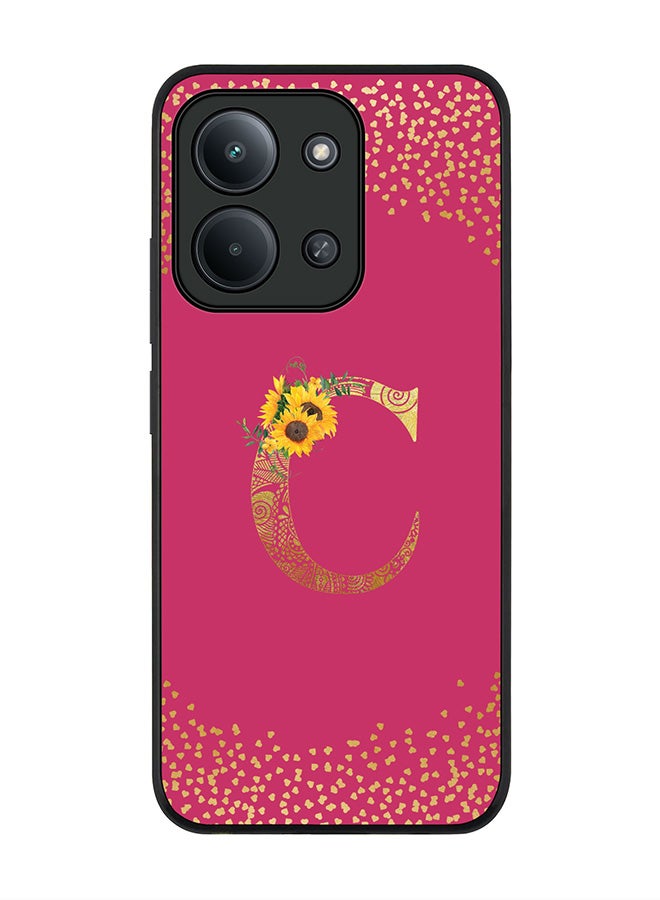 For Xiaomi Poco C85 4G Case,Slim fit Camera Protection, Shockproof Thin Phone cover  - Custom Floral Monogram - C ( Deep Pink )